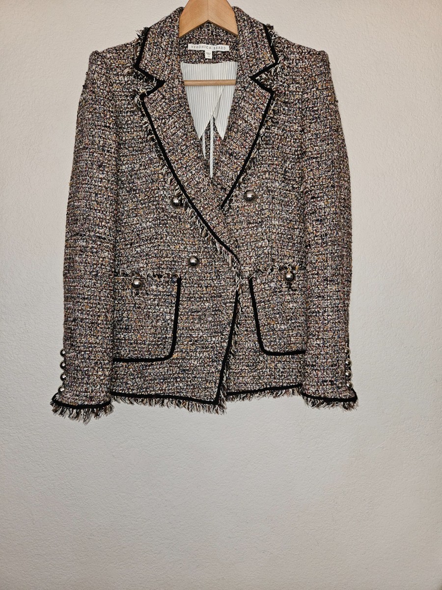 Veronica Beard Theron Tweed Blazer Jacket Size 10 Brown Multi View 5