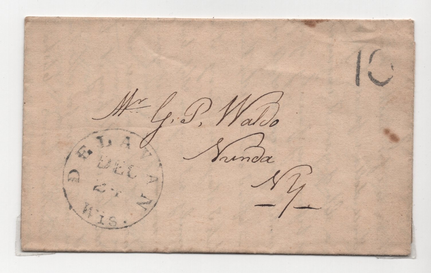 US 1845 DELAVAN, WISCONSIN TERRITORIAL COVER PAID 