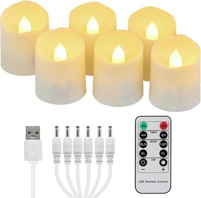 LED Teelichter Aufladbar Warmweiß Dimmbar Mit Timer Fernbedienung Ø4x4,5cm Deko