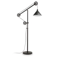 Henn&Hart Pulley System Floor Lamp with Metal Shade in Blackened Bronze/ , for