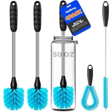 4 Pack Bottle Brush 14.5" Long Handle Stainless Steel Brush,Blue  Long-Handled