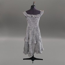Belinda Smocked Midi Dress Polka Dot Black White Size S Summer Ruffle Fit 638