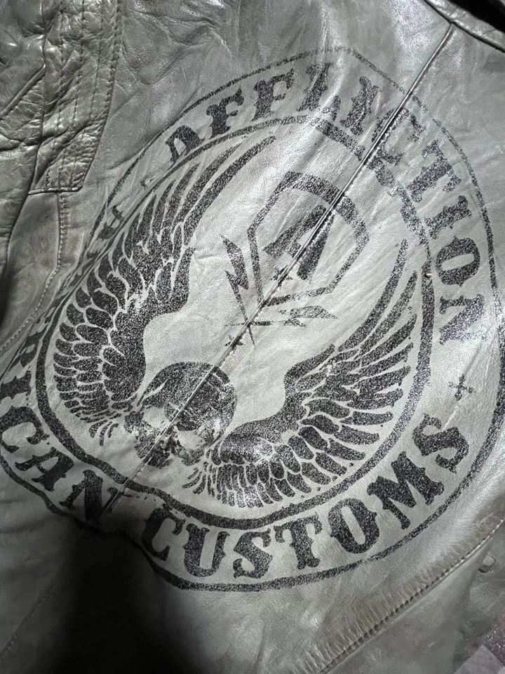 Chaqueta Affliction Cuero Rider M Vintage Gris Usado Estilo Colección Foto 4 de 4