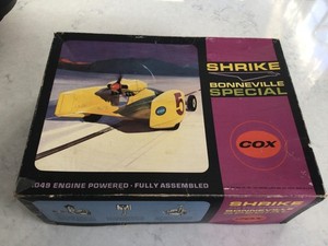 VINTAGE COX GAS POWERED SHRIKE BONNEVILLE SPECIAL IN ORIG BOX GREAT COMPRESSION