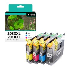 LC203XL LC201XL Ink Cartridges 4-Pack for Brother MFC-J460DW MFC-J480DW Printer
