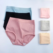 High Waist Cotton Briefs Women's Plus Size Soft Stretch Comfort Panties 2 Pcs
