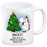 Honeycorns Kaffeebecher Mit Einhorn Wunschliste Und Weihnachtsbaum Motiv Becher