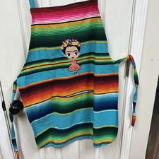 Mexican Fiesta Serape Aprons Frida w/ Adjustable Waist Drawstring Pocket