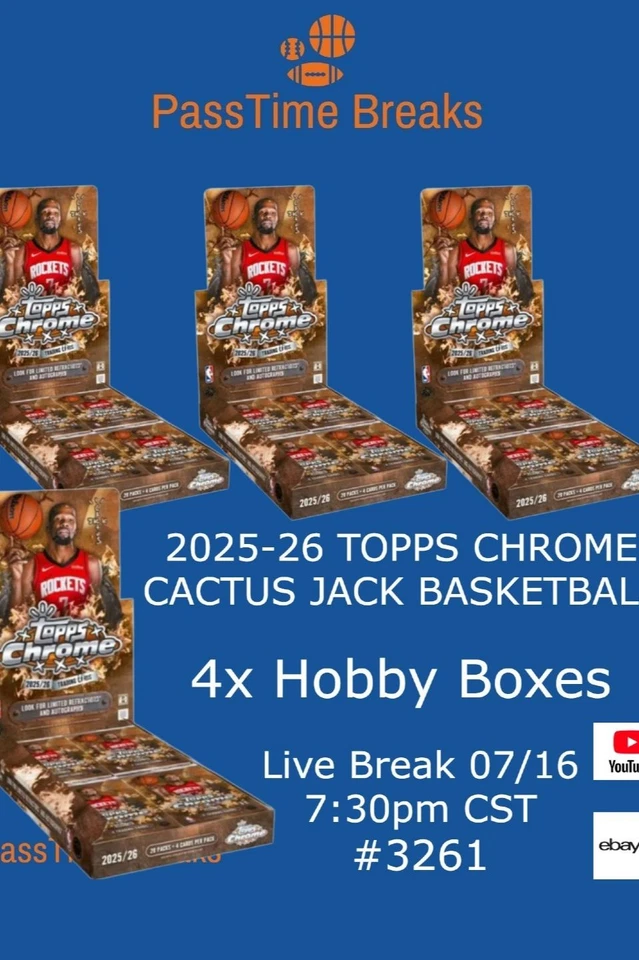 2025-26 TOPPS CHROME CACTUS JACK BASKETBALL - 4x Hobby Box LIVE BREAK 3261