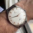 BIG 38MM OMEGA JUMBO CAL 265 REF 2505 STAINLESS STEEL SWISS WATCH Ca 1950