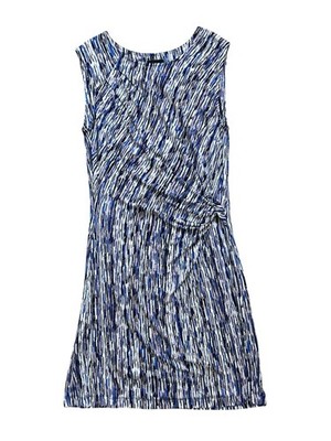 NWT NIC+ZOE Petite Small Blue Abstract Print Ruched Sheath Dress