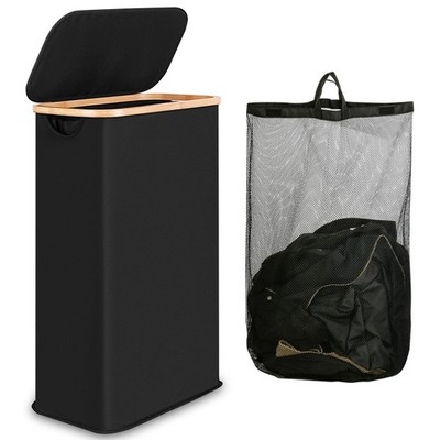 60L Slim Laundry Hamper, Narrow Laundry Basket with Lid,Foldable Clothes Hamper