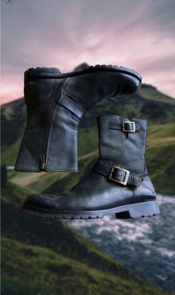 Men Navyboot Boots Black Leather 44