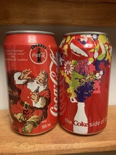1996 CDN Xmas Coke Can & &lsquo;07 Flower Can. Empty 355ml. Coca-Cola.