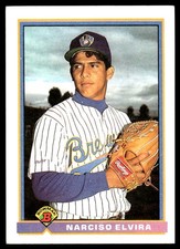 Narciso Elvira 1991 Bowman #47 Brewers MLB READ FREE SHIPPING AutographDen