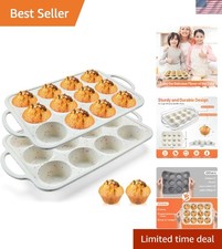 2-Pack BPA Free Silicone Muffin Pan with Metal Reinforced Frame - 12 Cup Design