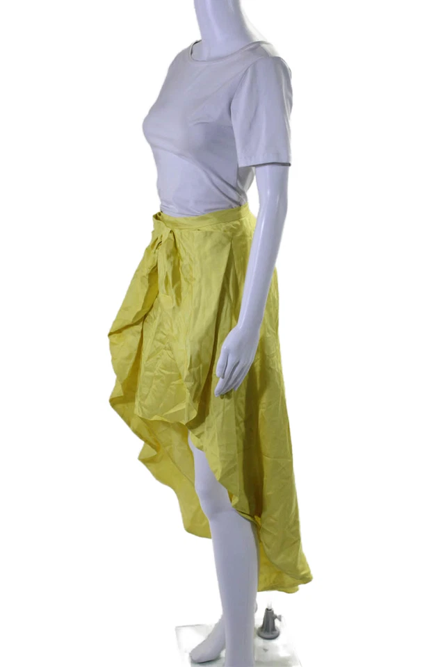 Falda alta baja amarilla con lazo recogido de seda amarilla talla 6 de Cynthia Rowley para mujer Foto 2 de 4