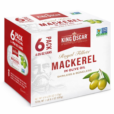 Skinless & Boneless Mackerel In Olive Oil 4.05-Ounce Cans 6 Pack Canned Mackerel