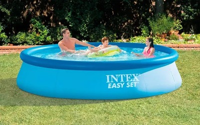Intex Easy Set Pool 366 x 76 cm Aufstellpool blau mit Anschluss für Filterpumpe