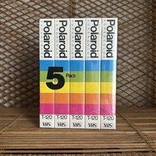 NEW Vintage NOS Polaroid Supercolor Video Cassette 5 Pack T-120 VHS Recordable