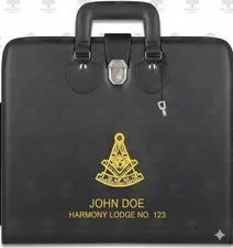 Customized Masonic Past Master Black Case Embroidered  16 x 18 inches