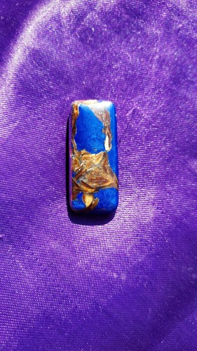 Pendentif En Jaspe Bleu Forme Larme - 4,6 Cm, 11 G, Reflets Dorés, Neuf