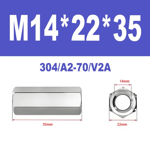 Langmuttern Gewindemuffen Niro M2-M24 Edelstahl A2 V2A DIN 6334 Außensechskant - Bild 119 von 155