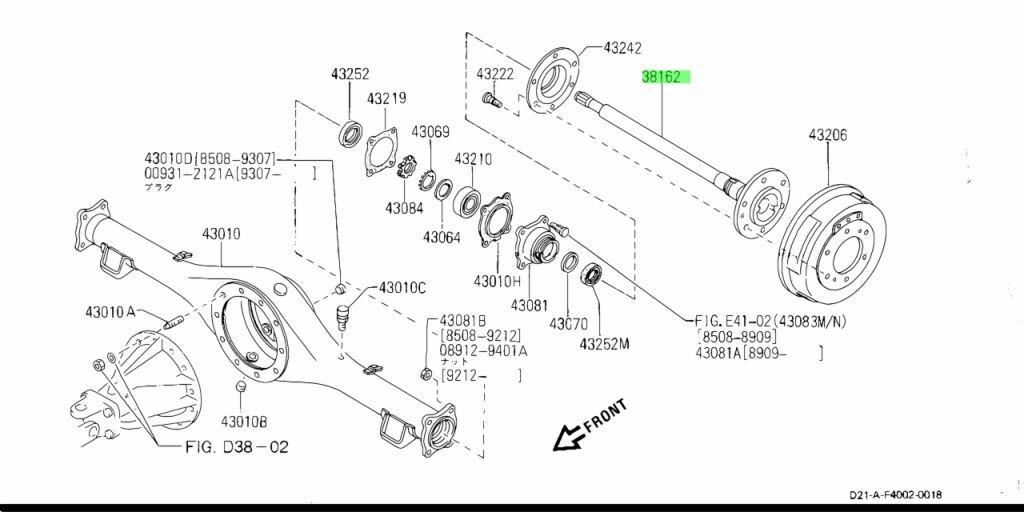 Nissan Genuine OEM SHAFT ASSY-REAR AXLE FRONTIER 1997/09