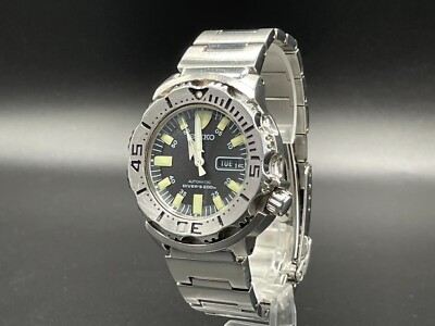 [Exc+5] Seiko 7S26-0350 Black monster Men's Divers Watch From Japan