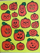 Vintage 1981 Hallmark Halloween Sticker Sheet Jack-o-lanterns