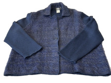 Magic Made In Italy Womens Mohair Blend Jacket Sz Xl Blue Buttons