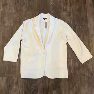 J Crew Cecile Knit Blazer Women Large Ivory Sweater Jacket NWT