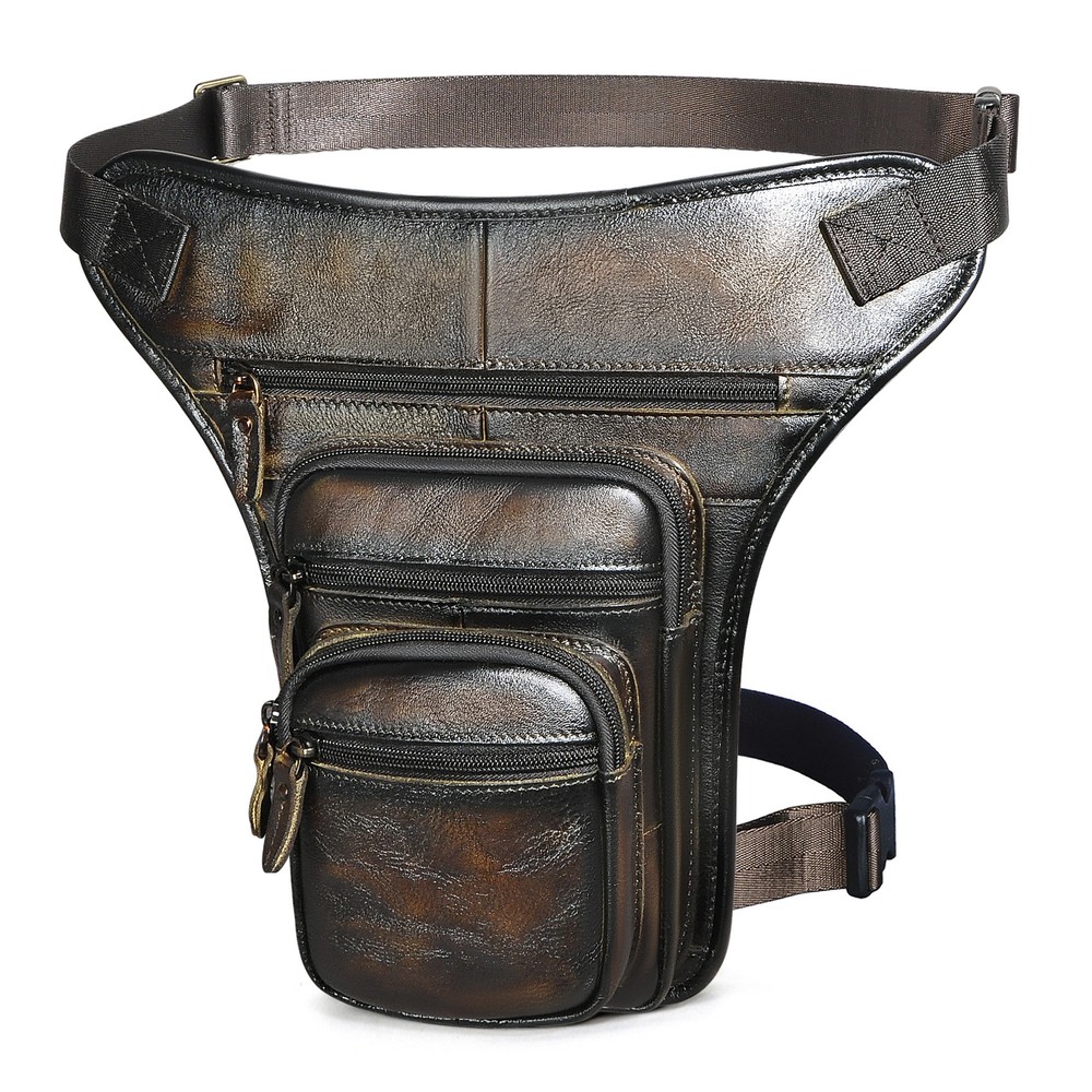 Vintage Handmade Cowhide Waist Bag Mobile Phone Drop Leg Bag Fanny Pack Outdoor