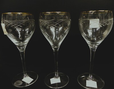 Gorham Crystal Gold Bellamy Water Goblet 8 1/8''   Elegant Cut Design
