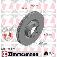 Zimmermann Bremsscheibe Ø360 BelüFtet Vorne Rechts FüR VW Touareg Porsche 7P5