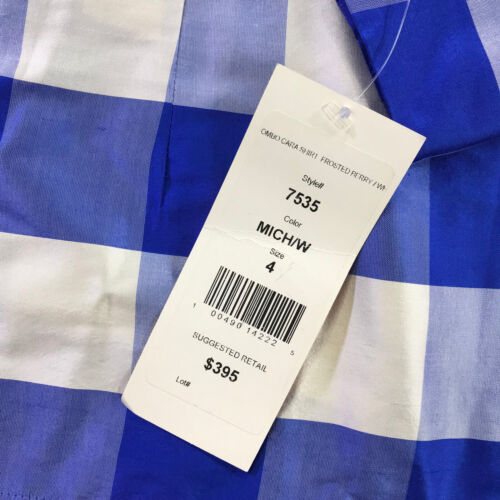 NINA MCLEMORE Top Womens 4 Combo Cara Shirt Shacket White Silk Blue $ 395 - Picture 4 of 10