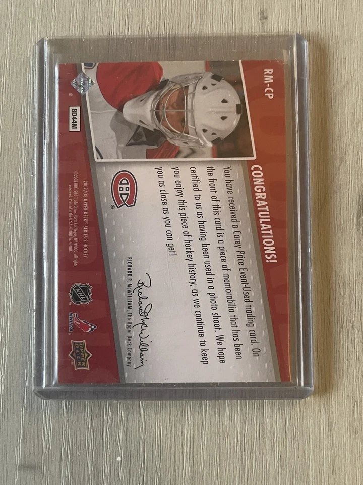 2007-08 Series 2 Rookie Materials Jersey Carey Price Canadiens RM-CP - Image 3 of 3
