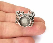 Round Blank Ring Base Bezel Settings Cabochon Mountings Adjustable brass G25197
