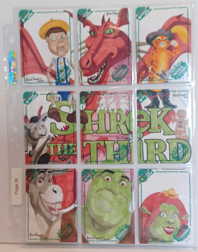 Set of 9 Shrek the Third Sketch Cards by Mark Dos Santos 12-16/272 Inkworks 2007 - Picture 1 of 5