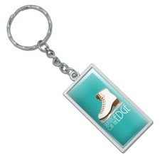 Ice Skates Figure Skating Living Edge Rectangle Metal Keychain