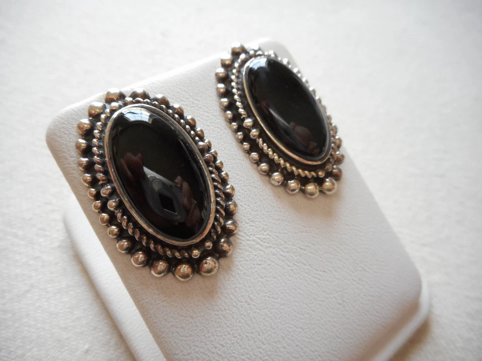 Серьги из стерлингового серебра 925 пробы с черным ониксом окисленные RE2858 - Изображение 3 из 4