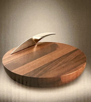 NAMBE Harmony Artisan ACACIA WOOD CHEESE BOARD w/ STAINLESS STEEL KNIFE SET-NEW!