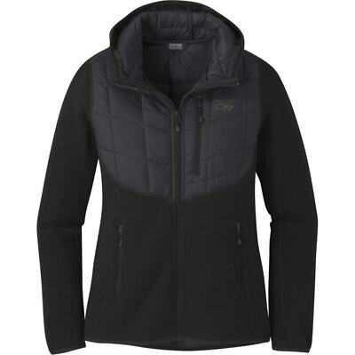Outdoor Research Womens Vashon Hybrid Full-Zip in Gray Hooded Mid