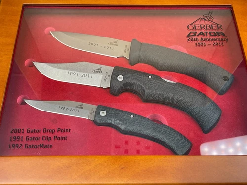 Gerber Gator 20th Anniversary Knife S30V Set 1991-2011 Wood Case/Sheaths in Box
