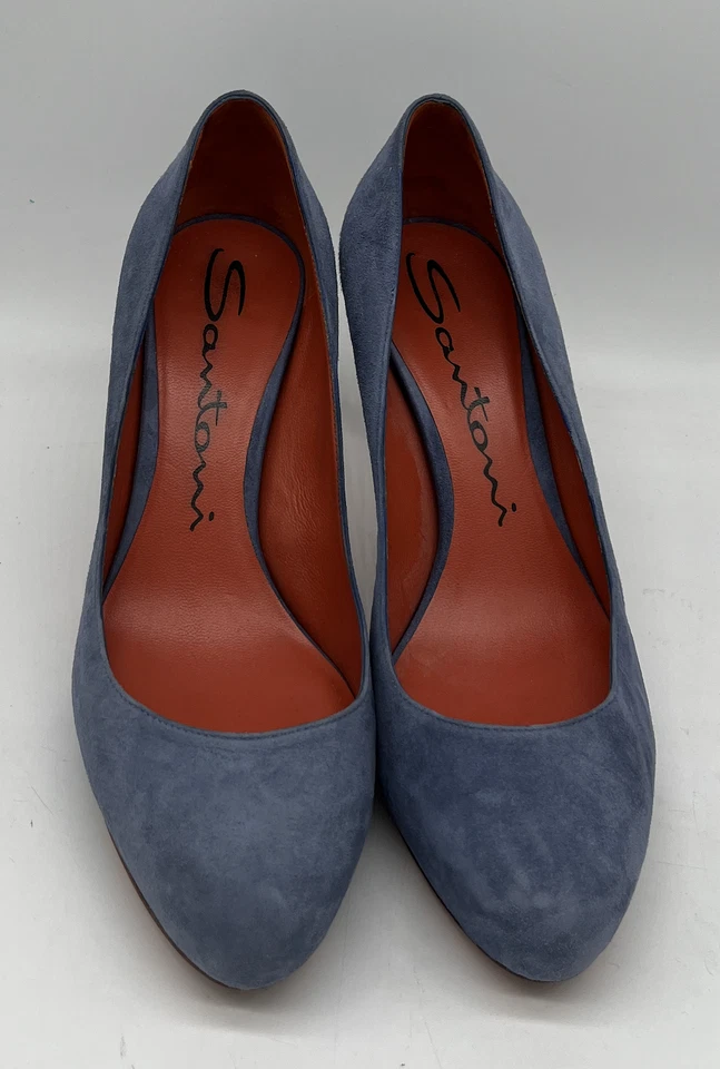 Bomba plataforma oculta punta cerrada gamuza azul Santoni talla 37,5 Foto 2 de 4