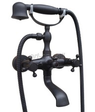 Wall Mount Black Brass Clawfoot Bathtub Faucet Mixer With Hand Shower atf706
