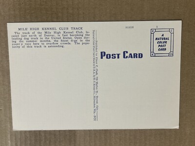 Postcard Denver CO Colorado Mile High Kennel Club Track Greyhound