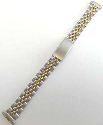 New Womens Speidel Stainless Steel 10-13mm 2 Tone Watch Band 6 1/4'' Long Trifold