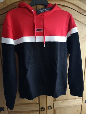 Maniere De Voir Colour Block Tracksuit Hoodie Black White Red Men's S  UK