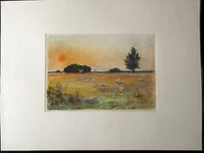 Franz Ehmke *1928-2018 GDR Painter Sunset Zehlendorf Wensickendorf Meadows